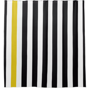 Rideaux De Douche Rayures jaunes et blanches noires
