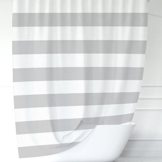 Rideaux De Douche Rayures larges grises et blanches modernes