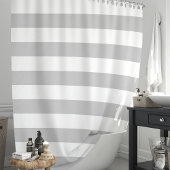Rideaux De Douche Rayures larges grises et blanches modernes