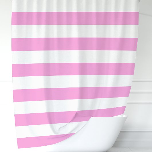 Rideaux De Douche Rayures larges roses et blanches modernes