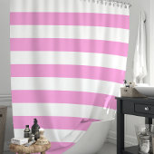 Rideaux De Douche Rayures larges roses et blanches modernes