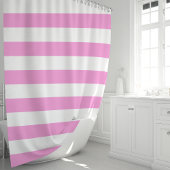 Rideaux De Douche Rayures larges roses et blanches modernes