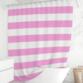 Rideaux De Douche Rayures larges roses et blanches modernes