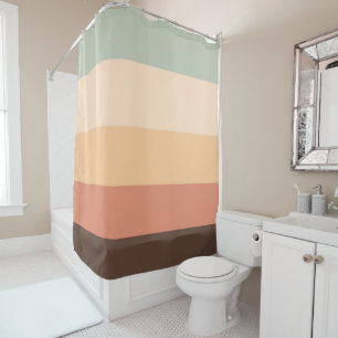 Rideaux De Douche Rayures marron, vertes, jaunes et orange
