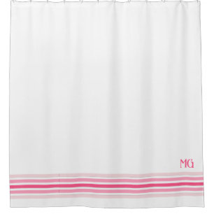 Rideaux De Douche Rayures minimalistes monogrammées rétro