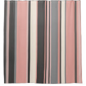 Rideaux De Douche Rayures Modernes de Milieu de Siècle Rose et Gris (Devant)
