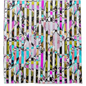 Rideaux De Douche rayures motif rayées Abstraites beige turquoise p (Devant)