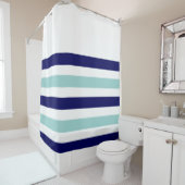 Rideaux De Douche rayures nautiques bleu (En situation)