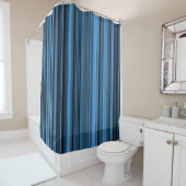 Rideaux De Douche Rayures Noir Bleu (En situation)