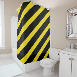 Rideaux De Douche Rayures noires et jaunes rayées