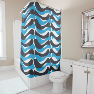Rideaux De Douche Rayures ondulées gris bleu