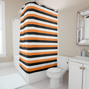 Rideaux De Douche Rayures oranges, noires, blanches