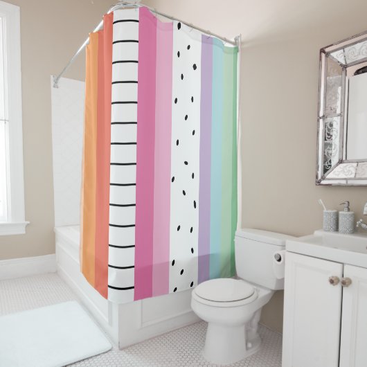 Rideaux De Douche Rayures Pop Whimsical (En situation)