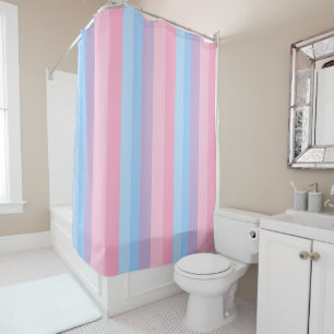 Rideaux De Douche rayures roses, bleues et violettes