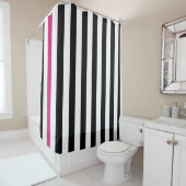 Rideaux De Douche Rayures roses et blanches noires (En situation)