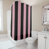 Rideaux De Douche Rayures roses et noires (En situation)