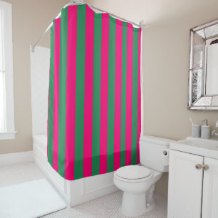 Rideaux De Douche Rayures roses et vertes