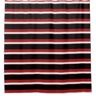 Rideaux De Douche Rayures rouges blanches noires chic