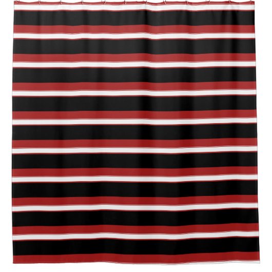 Rideaux De Douche Rayures rouges blanches noires chic (Devant)