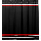 Rideaux De Douche Rayures rouges et blanches noires (Devant)