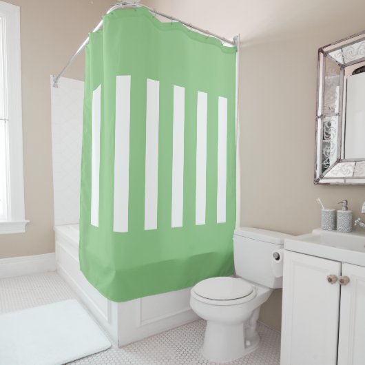 Rideaux De Douche Rayures sage et blanc (En situation)