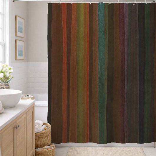 Rideaux De Douche Rayures Tons de Terre
