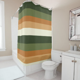 Rideaux De Douche Rayures vertes et orange