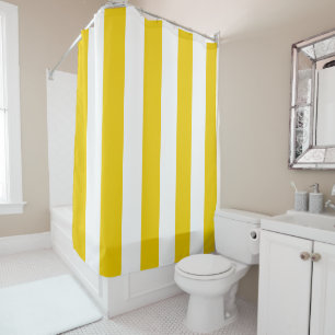 Rideaux De Douche Rayures verticales jaunes et blanches