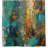 Rideaux De Douche Récolte d'automne Turquoise rouille or Abstrait (Devant)