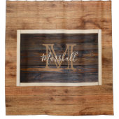Rideaux De Douche Rectangle de monogramme de ton de bois clair rusti (Devant)