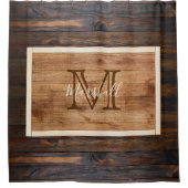 Rideaux De Douche Rectangle de monogramme en bois rustique (Devant)