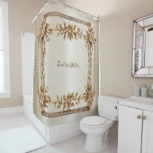Rideaux De Douche Rectangle doré Fleurs Dimonées brillantes (En situation)