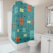 Rideaux De Douche Rectangles arrondies Carré Turquoise (En situation)