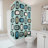 Rideaux De Douche Rectangles arrondies MCM du milieu du siècle Aquam (En situation)