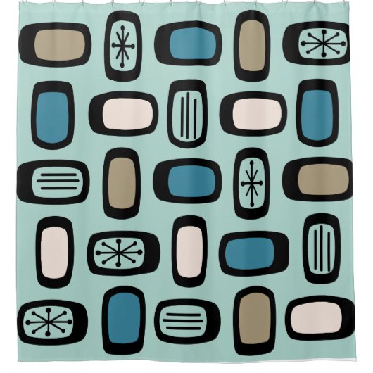 Rideaux De Douche Rectangles arrondies MCM du milieu du siècle Aquam (Devant)