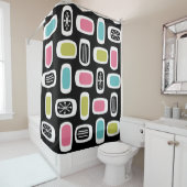 Rideaux De Douche Rectangles arrondies MCM du milieu du siècle Noir (En situation)