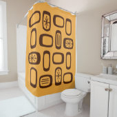 Rideaux De Douche Rectangles arrondies MCM du milieu du siècle orang (En situation)