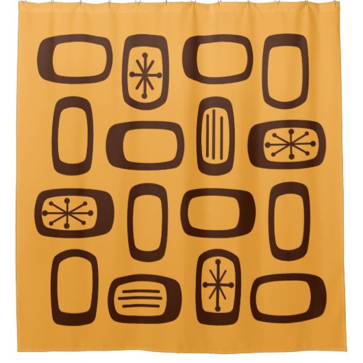 Rideaux De Douche Rectangles arrondies MCM du milieu du siècle orang (Devant)