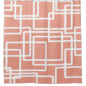 Rideaux De Douche Rectangles Blanches Rétro Modernes Sur Le Corail (Devant)