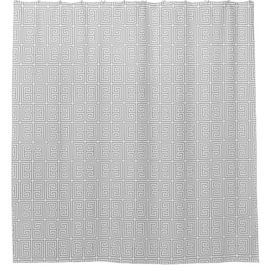 Rideaux De Douche Rectangles clés grecques en gris et blanc (Devant)