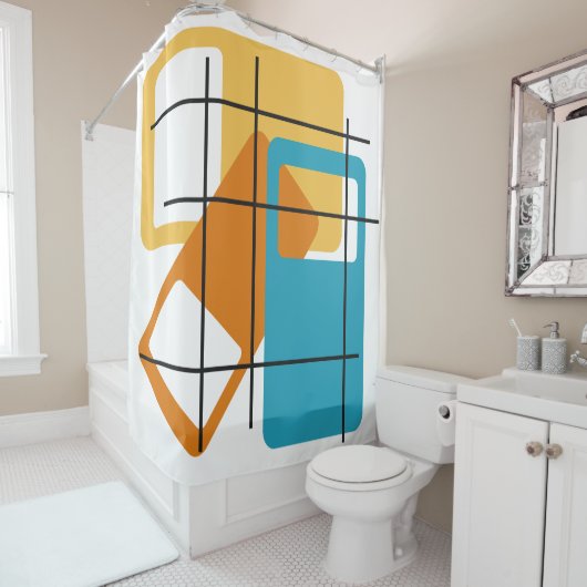 Rideaux De Douche Rectangles de grille (En situation)