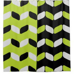 Rideaux De Douche Rectangles diagonales Chartreuse noire