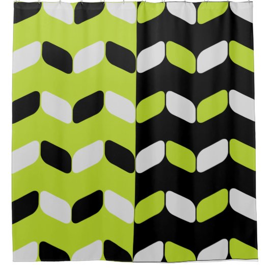 Rideaux De Douche Rectangles diagonales Chartreuse noire (Devant)
