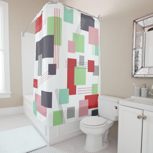 Rideaux De Douche Rectangles et lignes Abstraites (En situation)