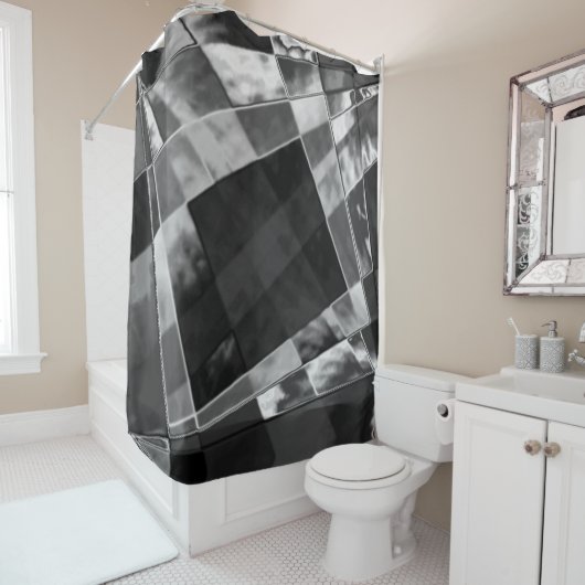 Rideaux De Douche rectangles inclinés ou étirés, gris foncé (En situation)