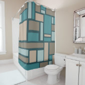 Rideaux De Douche Rectangles Motif Turquoise et or du milieu du sièc (En situation)