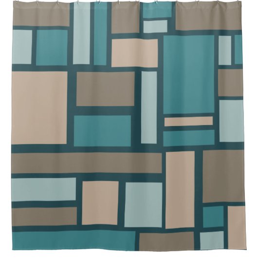 Rideaux De Douche Rectangles Motif Turquoise et or du milieu du sièc (Devant)
