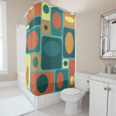 Rideaux De Douche Rectangles turquoise modernes du milieu du siècle (En situation)