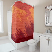 Rideaux De Douche Red and orange painted brick wall (En situation)