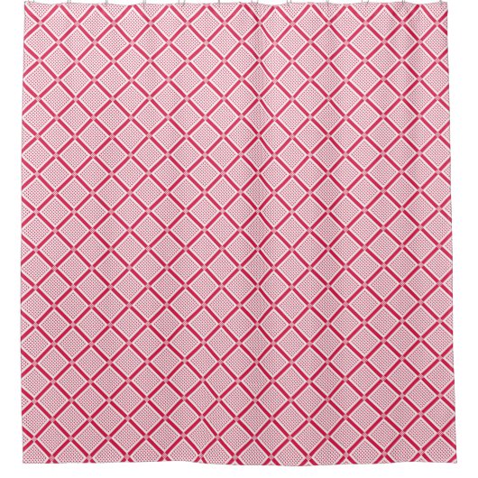 Rideaux De Douche Red and white geometric checkered pattern retro    (Devant)